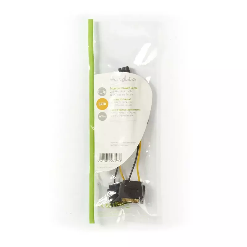 Cable de alimentación interno Nedis CCGP74205VA015 0,15 m 2 x SATA 15 pines PCI-E 6 pines