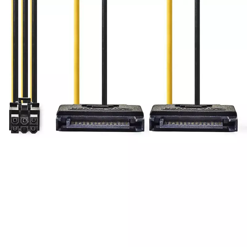 Cable de alimentación interno Nedis CCGP74205VA015 0,15 m 2 x SATA 15 pines PCI-E 6 pines