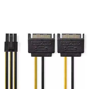 Cable de alimentación interno Nedis CCGP74205VA015 0,15 m 2 x SATA 15 pines PCI-E 6 pines