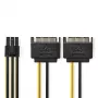 Cable de alimentación interno Nedis CCGP74205VA015 0,15 m 2 x SATA 15 pines PCI-E 6 pines
