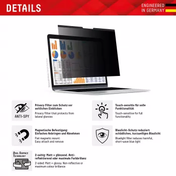 Filtro de privacidad Displex PRIVACY SAFE magnético 2 direcciones para portátil/notebook 13,3