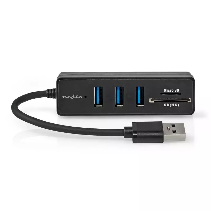 Hub USB Nedis CCGB61250BK01 USB 3.2 Gen 1 Type-A 5000 Mbit/s negro