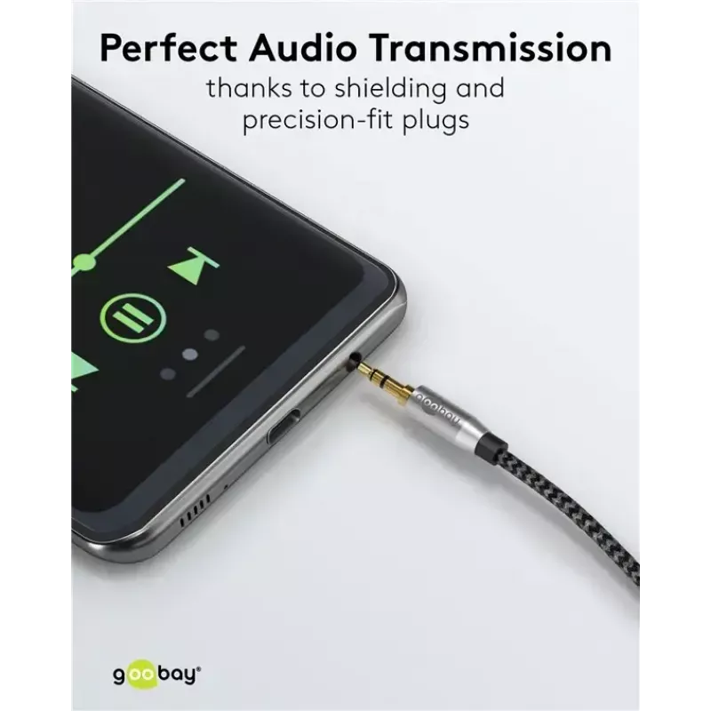 Cable de audio WENTRONIC Goobay 65275 — 3 m, 3,5 mm TRS conector macho–conector macho, contactos dorados, apantallado magnético