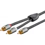 Cable de audio WENTRONIC Goobay 65300 — 2 m, 2×RCA (conector macho) a RCA (conector macho), cobre, contactos dorados, apantallado magnético