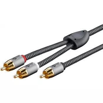 Cable de audio WENTRONIC Goobay 65301 — 3 m, 2×RCA a RCA, conductor de cobre, contactos dorados, apantallado magnético