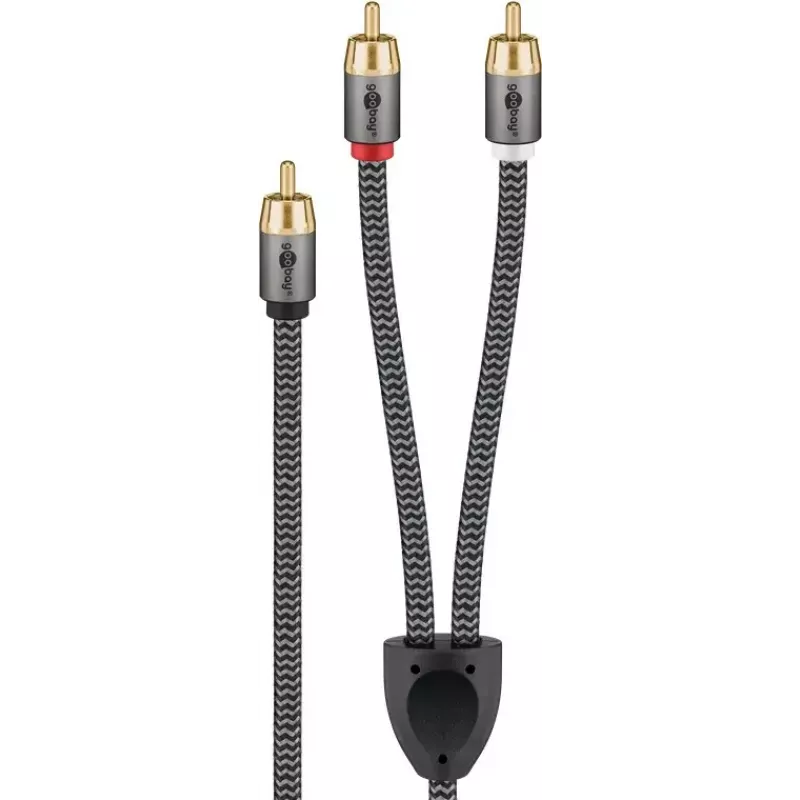 Cable de audio RCA WENTRONIC Goobay 65302 — 2xRCA a RCA, 5 m, cobre, contactos dorados, apantallado magnético