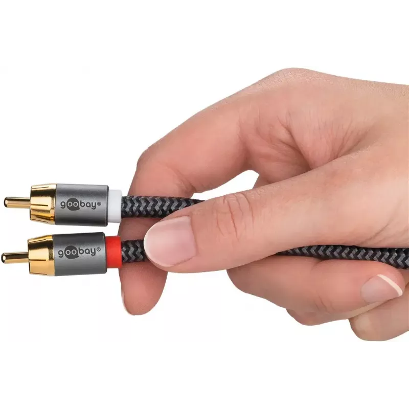 Cable de audio WENTRONIC Goobay 65303 — 10 m, 2×RCA (conector macho) a RCA (conector macho), cobre, contactos dorados