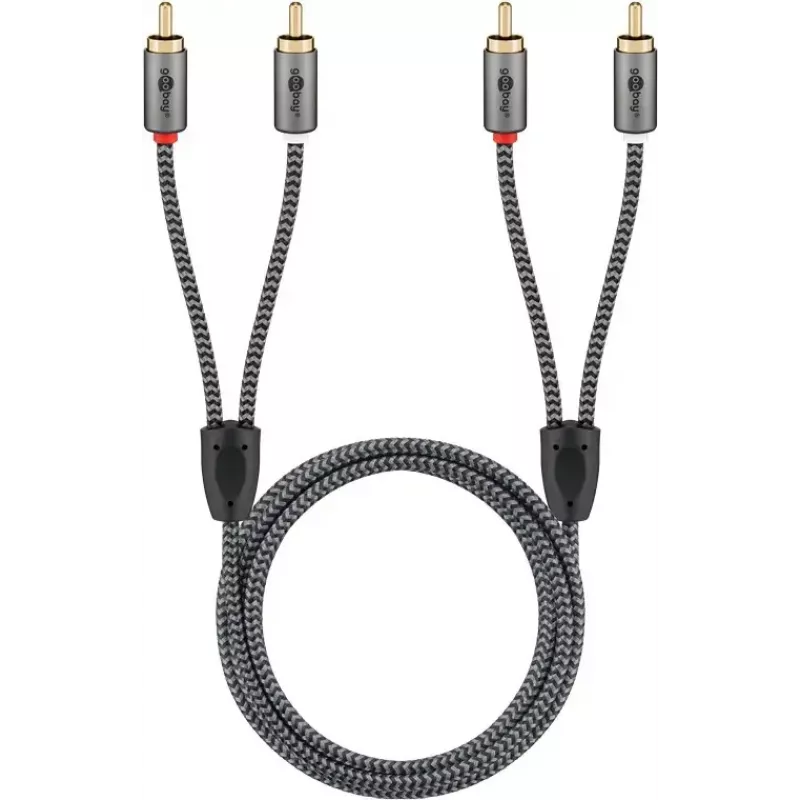 Cable de audio WENTRONIC Goobay 65294 — 2×RCA conector macho a 2×RCA conector macho, 3 m, cobre, contactos dorados, apantallado magnético