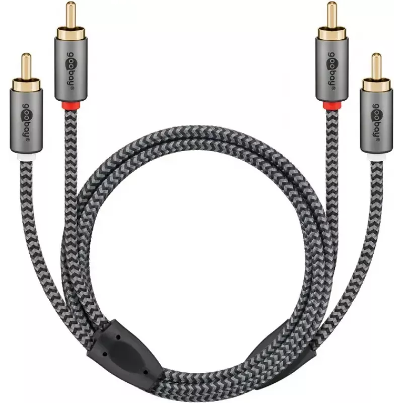 Cable de audio WENTRONIC Goobay 65294 — 2×RCA conector macho a 2×RCA conector macho, 3 m, cobre, contactos dorados, apantallado magnético