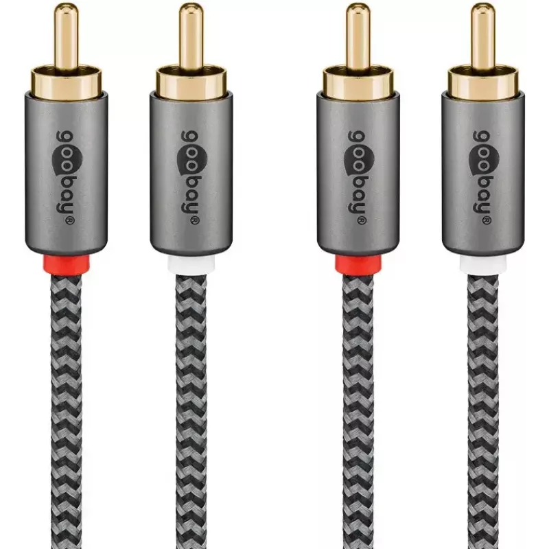 Cable de audio WENTRONIC Goobay 65294 — 2×RCA conector macho a 2×RCA conector macho, 3 m, cobre, contactos dorados, apantallado magnético