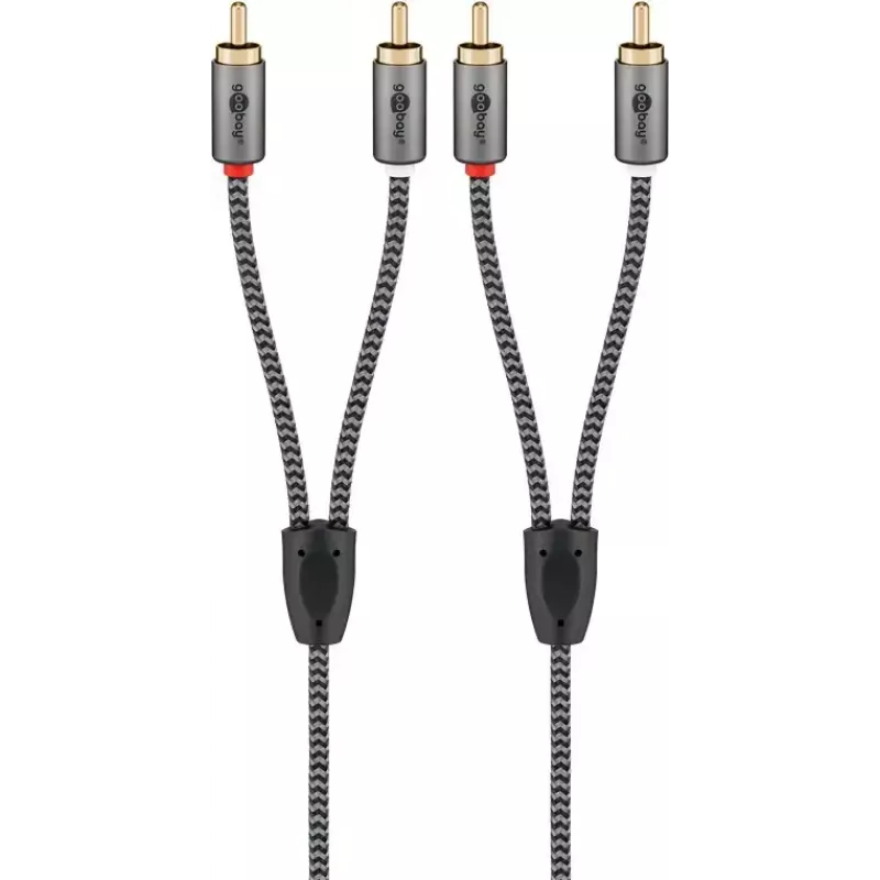 Cable de audio WENTRONIC Goobay 65294 — 2×RCA conector macho a 2×RCA conector macho, 3 m, cobre, contactos dorados, apantallado magnético