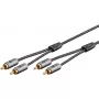Cable de audio WENTRONIC Goobay 65294 — 2×RCA conector macho a 2×RCA conector macho, 3 m, cobre, contactos dorados, apantallado magnético