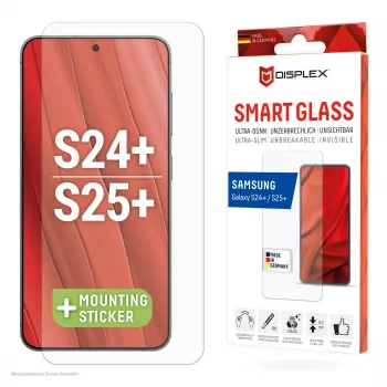 Displex Smart Glass (9H) para Samsung Galaxy S24+/S25+, adhesivo de montaje, irrompible