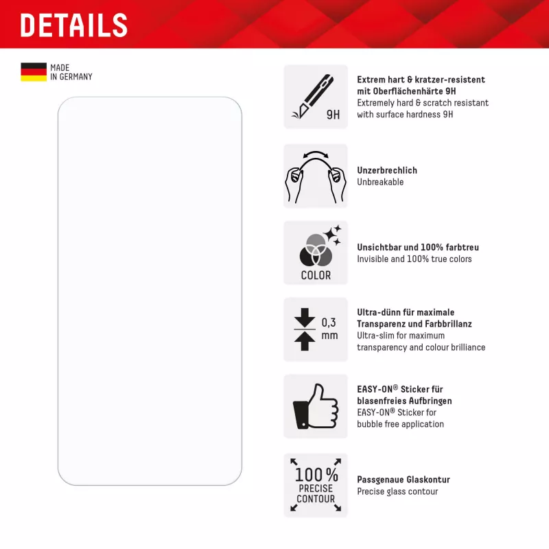 Displex Smart Glass (9H) para Samsung Galaxy S24+/S25+, adhesivo de montaje, irrompible