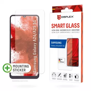 Displex Smart Glass (9H) para Samsung Galaxy A24/A25 5G, adhesivo de montaje, a prueba de roturas