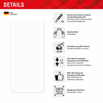 Displex Smart Glass (9H) para Samsung Galaxy A24/A25 5G, adhesivo de montaje, a prueba de roturas