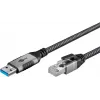 Goobay adaptador de cable USB A RJ-45 15m negro plata