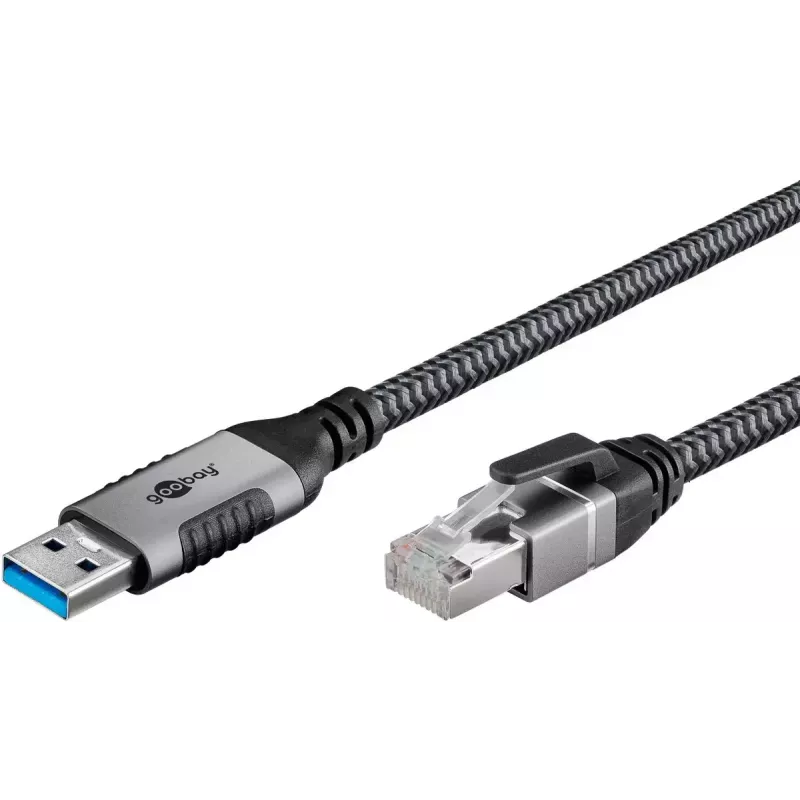 Goobay adaptador de cable USB A RJ-45 15m negro plata