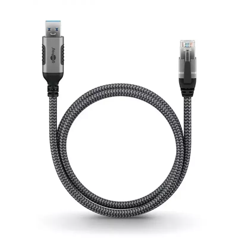 Goobay adaptador de cable USB A RJ-45 15m negro plata