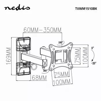 Soporte de TV Nedis TVWM1510BK 68,6 cm 27 inch Negro 15 kg