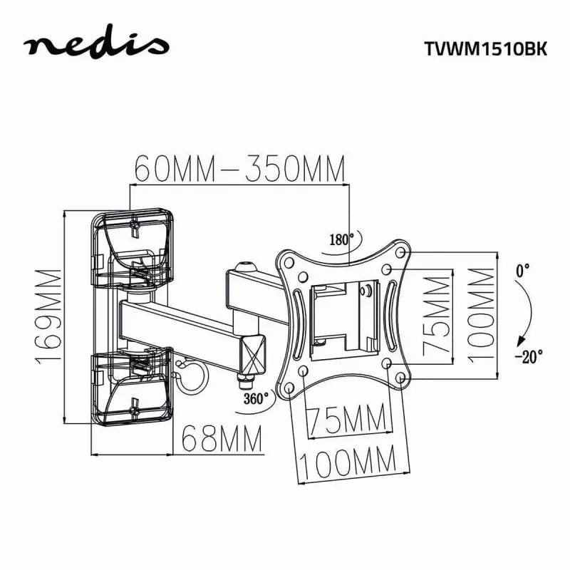 Soporte de TV Nedis TVWM1510BK 68,6 cm 27 inch Negro 15 kg