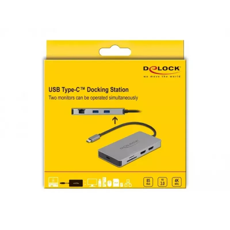 Docking station USB Type-C DeLOCK 4K Dual HDMI MST USB 3.2 SD LAN PD 3.0
