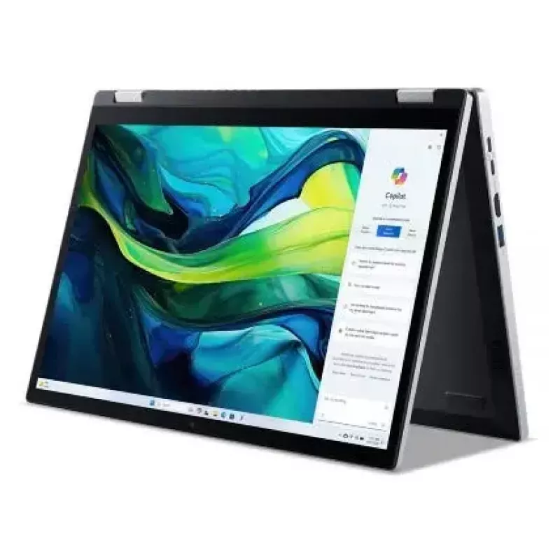 Portátil convertible Acer Aspire Go Spin 14 AGSP14-31PT-36R6 — 14 inch WUXGA táctil, Intel Core 3 N355 1,9 GHz, 16 GB LPDDR5, 512 GB SSD, Windows 11 Home, Plata