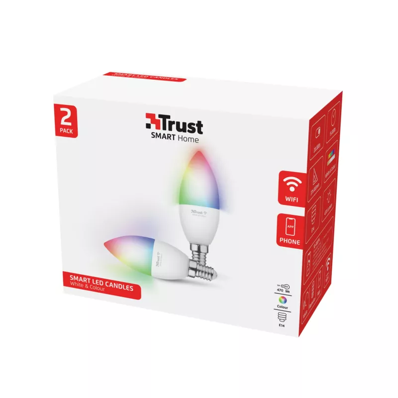 Bombilla inteligente TRUST 71293 – luz inteligente Wi-Fi, blanca, AC, 37×100 mm, pack de 2