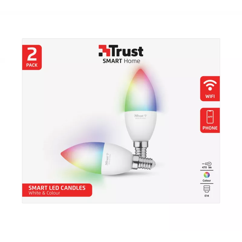 Bombilla inteligente TRUST 71293 – luz inteligente Wi-Fi, blanca, AC, 37×100 mm, pack de 2
