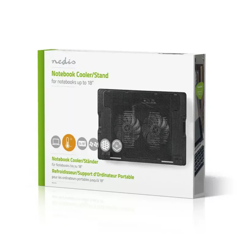 Base refrigeradora para portátil Nedis NBCR200BK 2 ventiladores 14 cm negro