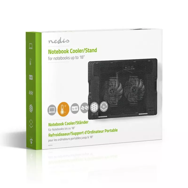 Base refrigeradora para portátil Nedis NBCR200BK 2 ventiladores 14 cm negro