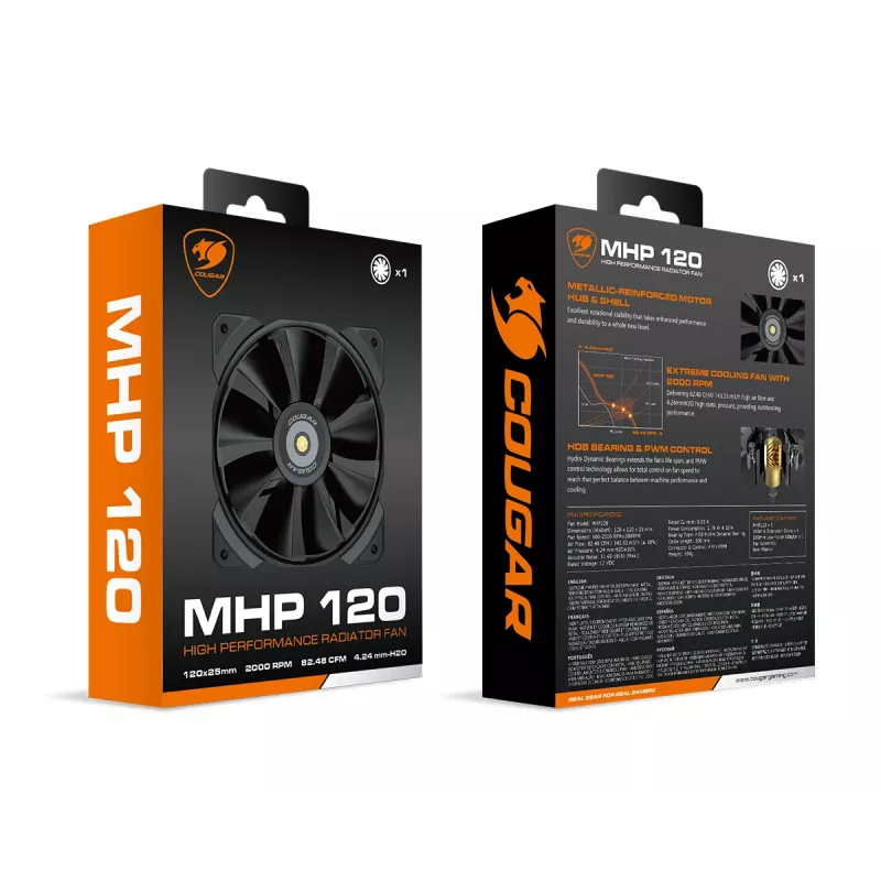 Ventilador de carcasa COUGAR MHP 120, negro