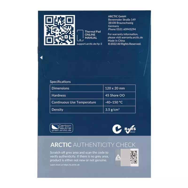 Almohadilla térmica ARCTIC TP-3 Premium-Performance 120 x 20 mm, 0,5 mm