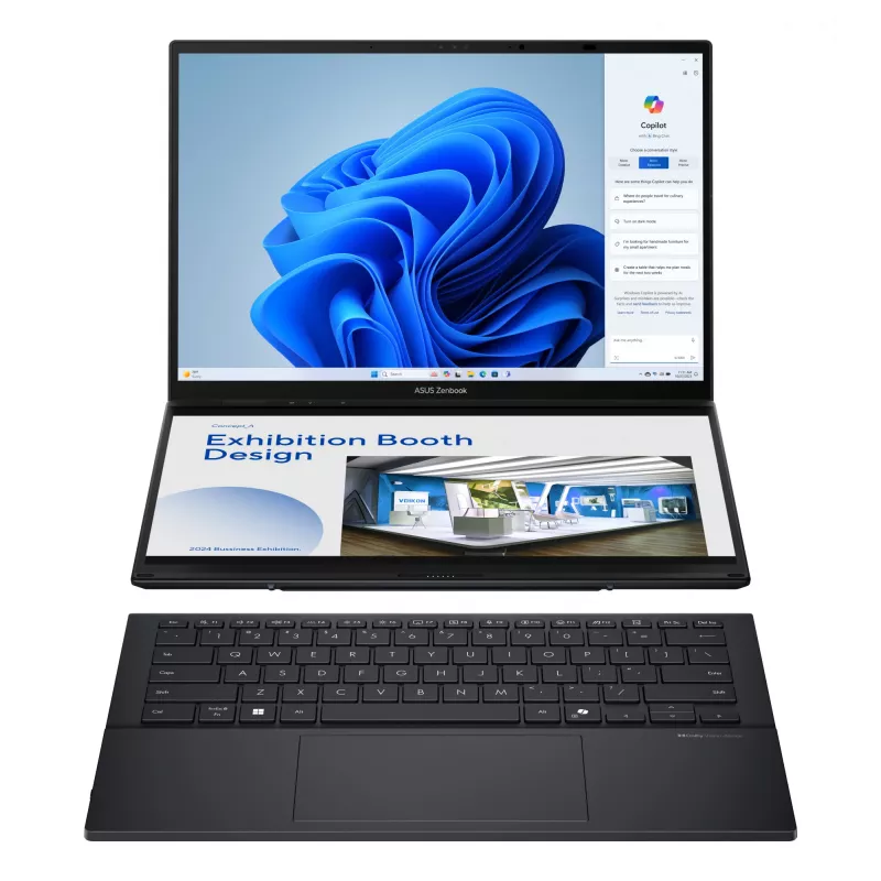 ASUS Zenbook Duo UX8406CA-QL194W Portátil 2 en 1, Intel Core Ultra 9 285H, 14 inch WUXGA, 32GB LPDDR5x, 1TB SSD, Windows 11 Home, teclado QWERTZ alemán