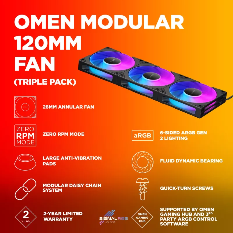 Ventilador HP OMEN Modular 120mm - pack de tres negro