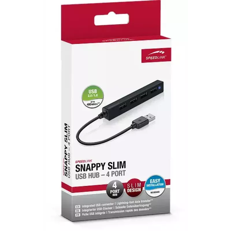 Hub SPEEDLINK SNAPPY delgado 480 Mbit/s negro