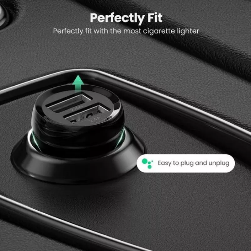 Ugreen 50875 cargador móvil MP4, ordenador portátil Negro mechero de coche