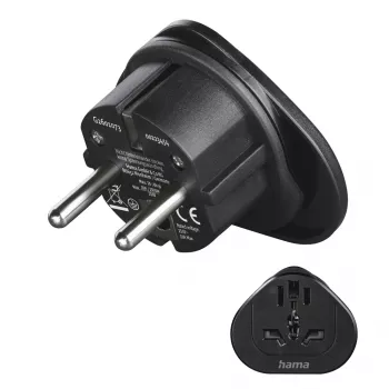 Hama 00223454 Adaptador de enchufe Tipo E/F Hybrid Universal Negro