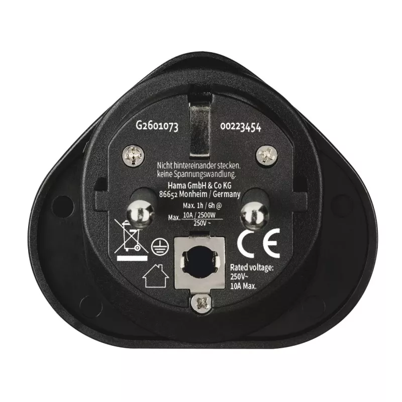 Hama 00223454 Adaptador de enchufe Tipo E/F Hybrid Universal Negro