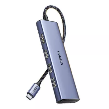 Hub USB Type-C UGREEN 20956A con HDMI y USB 3.0, 5 Gbit/s, 4K 3840x2160, Plata