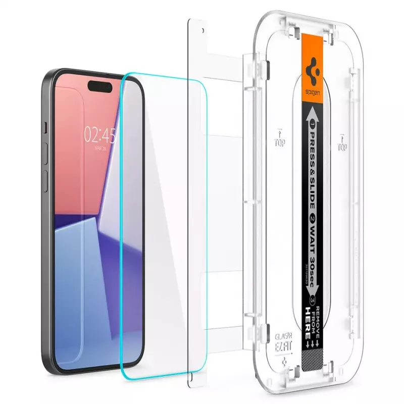 Spigen iPhone 15 Glas.tR EZ Fit Protector de pantalla de cristal templado Transparente