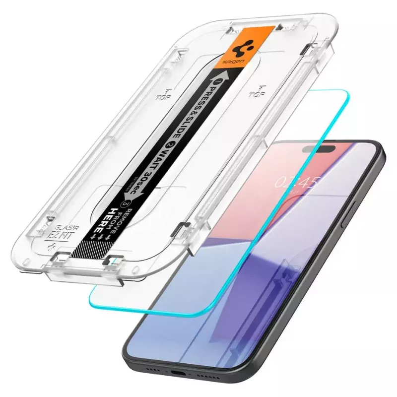 Spigen iPhone 15 Glas.tR EZ Fit Protector de pantalla de cristal templado Transparente