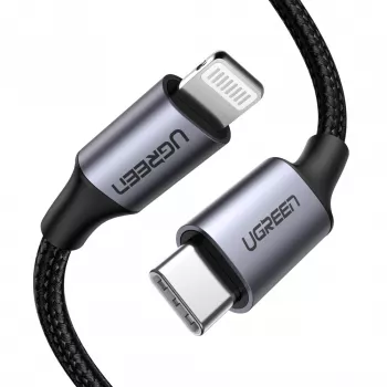 Cable para móvil Ugreen 60759 negro, plateado 1 m USB C Lightning