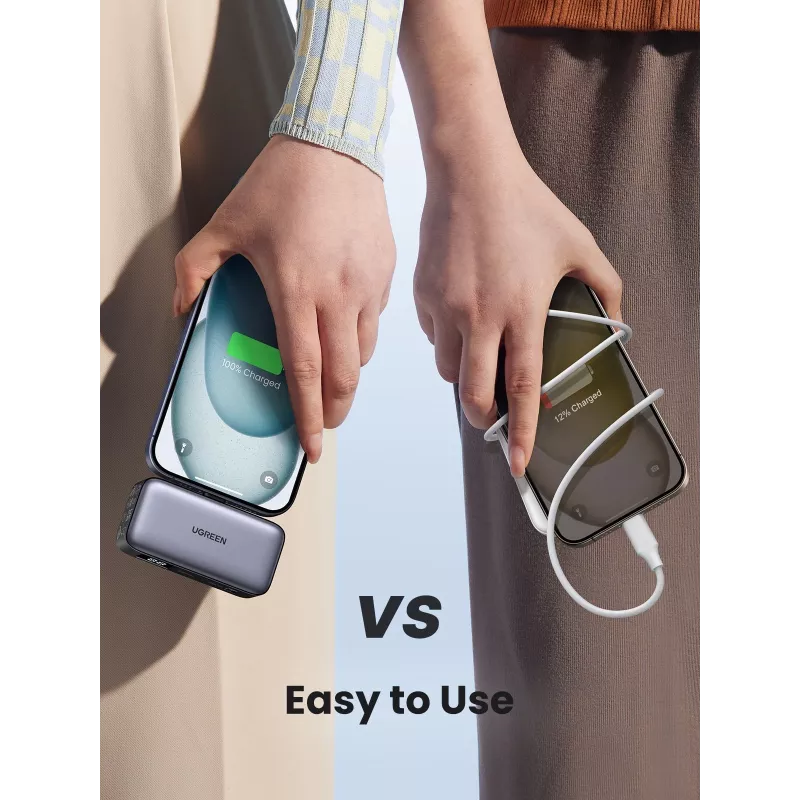 Batería externa UGREEN 35338, 5000 mAh, gris, batería portátil para smartphones, salida para un dispositivo