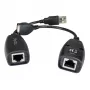 Extensor USB Techly IUSB-EXTENDTY5 mediante cable Cat.5e/6 hasta 50 m, USB Type-A a RJ-45, USB 1.1, sin fuente de alimentación, negro