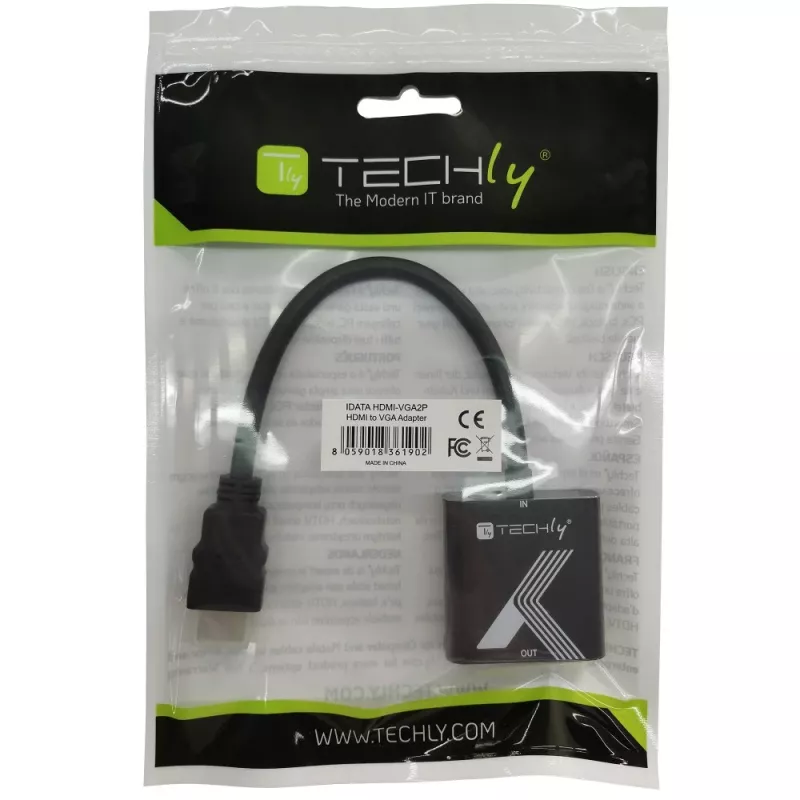 Adaptador de cable convertidor Techly HDMI a VGA negro 0,1 m 1920x1200 60 Hz