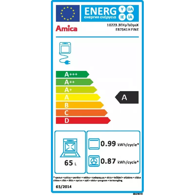 Horno empotrable Amica EB7541H FINE, horno eléctrico