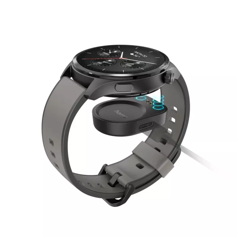 Hama Smartwatch 9000 00178627, 1,43 pulgadas (3,63 cm) AMOLED, GPS, almacenamiento de música, resistente al agua, correa de silicona, antracita