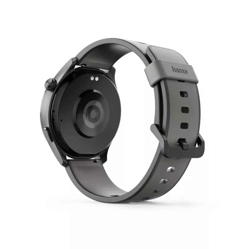Hama Smartwatch 9000 00178627, 1,43 pulgadas (3,63 cm) AMOLED, GPS, almacenamiento de música, resistente al agua, correa de silicona, antracita