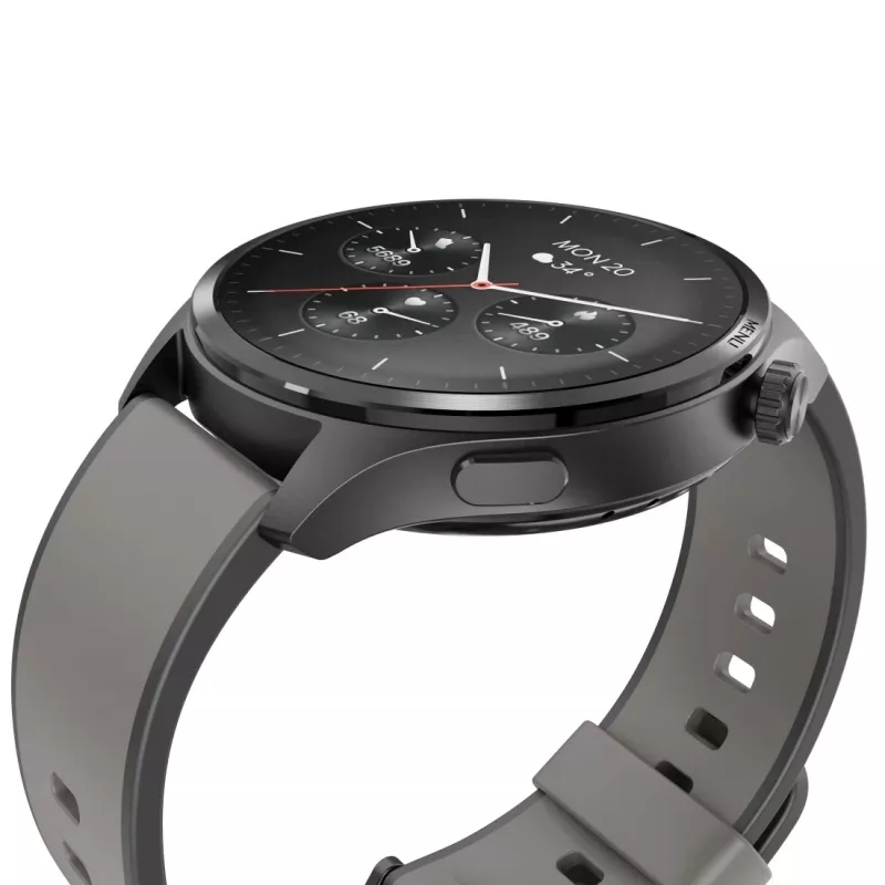 Hama Smartwatch 9000 00178627, 1,43 pulgadas (3,63 cm) AMOLED, GPS, almacenamiento de música, resistente al agua, correa de silicona, antracita
